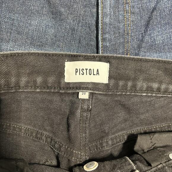 Pistola Jeans Womens 29 Black Distressed High Rise Straight Leg Button Fly Denim - Picture 2 of 14